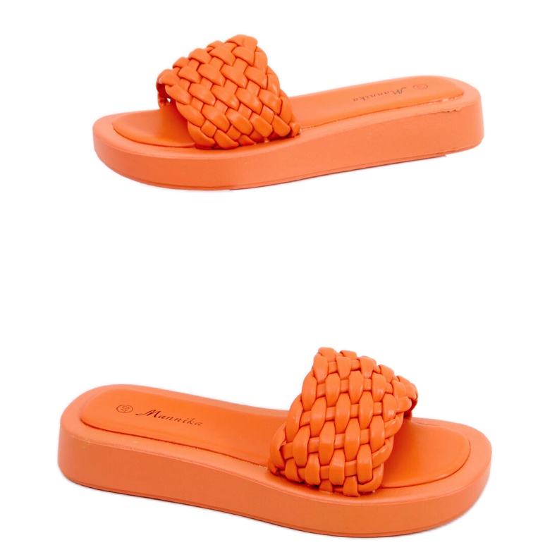 Högklackade sandaler med vävda Elida Orange-ränder