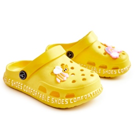 Barns lätta grentofflor med gul Bertis-dekoration