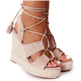 MSMG Tied Wedge Sandals Beige Mallorca