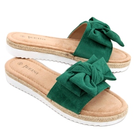 Espadrillor med Viola Green rosett grön