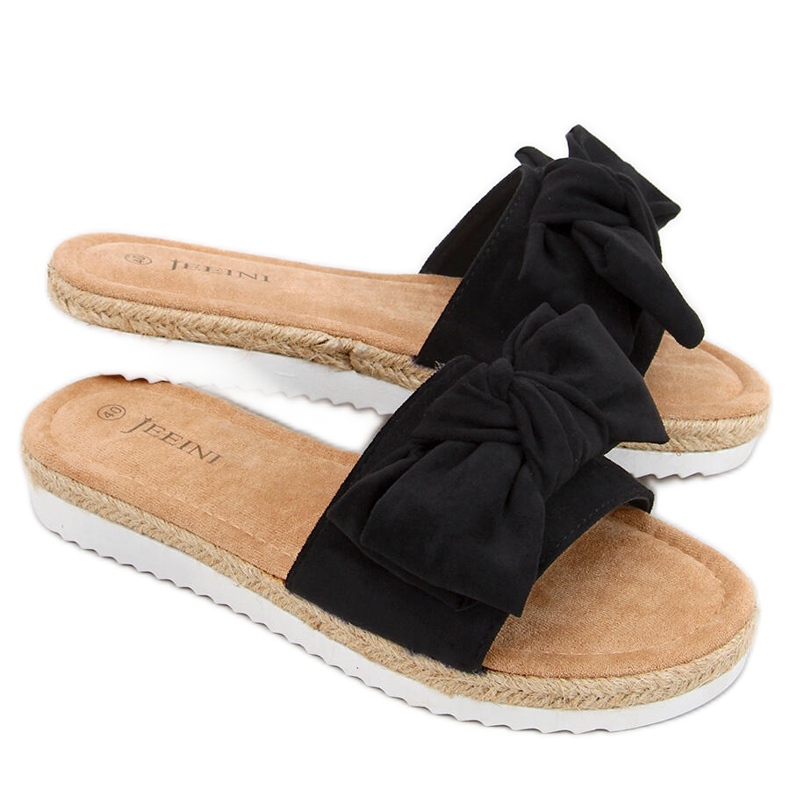Espadrillos med Viola Black rosett svart
