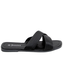 Fuzzy Black damtofflor svart