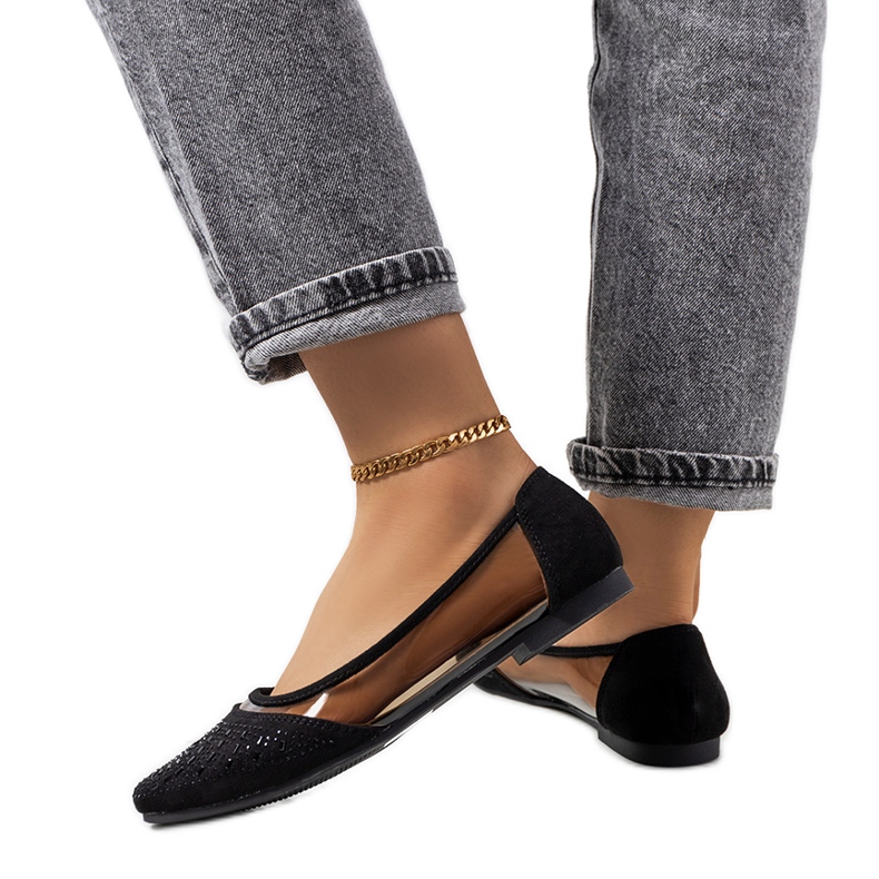 Svarta halvtransparenta Malene ballerinor