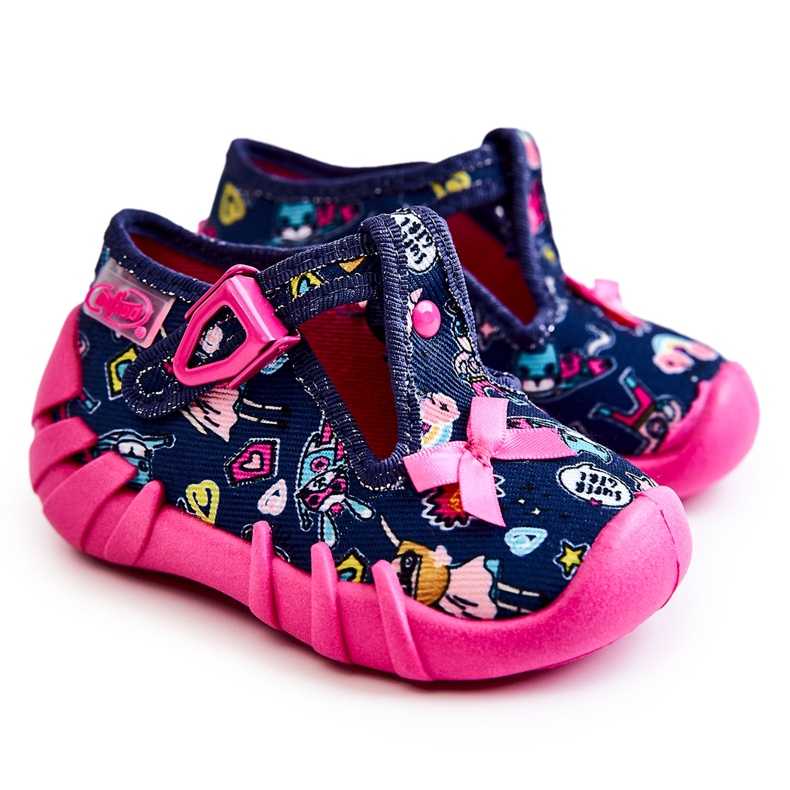 BEFADO S.A. Befado Supergirl Tofflor med rosett 110P456 Marinblå