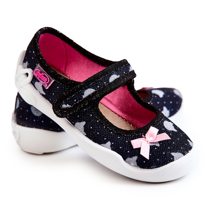 BEFADO S.A. Barnballerinatofflor Befado med rosett 114X481 Marinblå