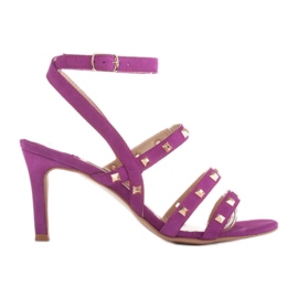 Marco Shoes Mockasandaler med dekorativa nitar purpur rosa
