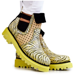 Maciejka 05324-07 Läder Slip-On Boots Gul beige grön