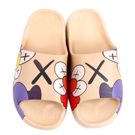 Tofflor med ett färgglatt Clancy Khaki-tryck kaki mångfärgad