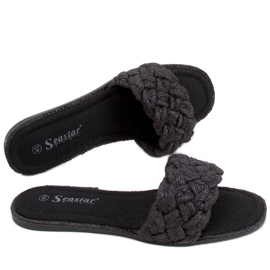 Erika Black damtofflor med snörning svart