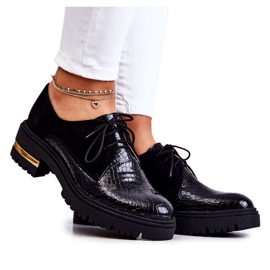 PA2 Kvinnors läderskor bundna svarta Merevin