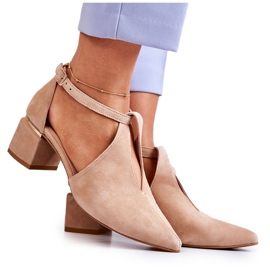 Mocka Pumps On Heel Laura Messi 2309 Ljus beige