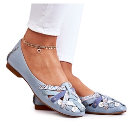 Läderballerinor för kvinnor Maciejka 01358-34 Ljusblå