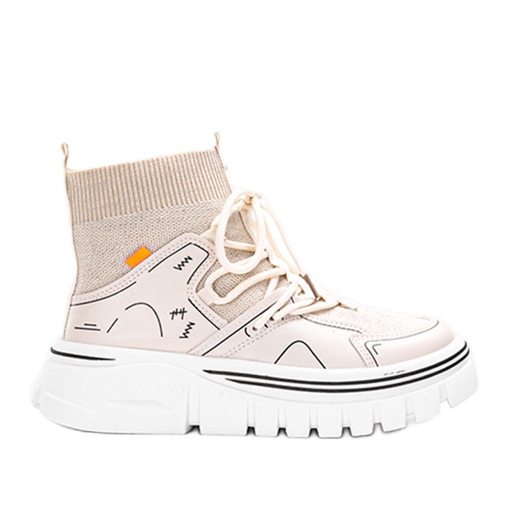 Beige ankelhöga tolersneakers