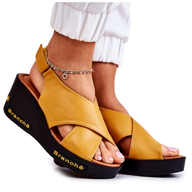 Vinceza Damsandaler med kardborre Gul Amaze