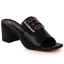 Skinntofflor på stolpen Filippo W PAW353 svart