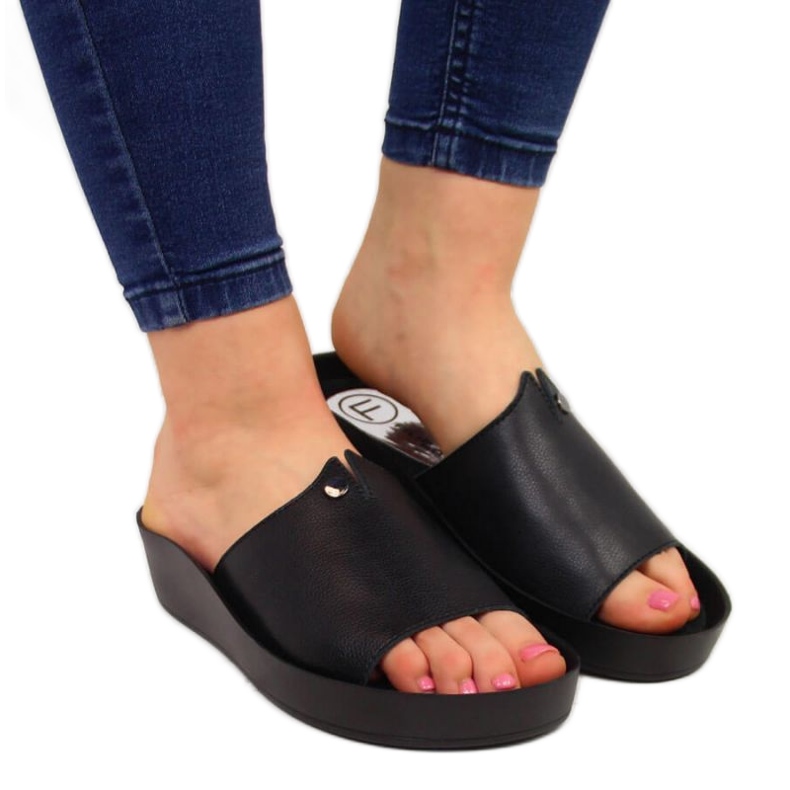 Plattofflor i läder Filippo W PAW199A svarta