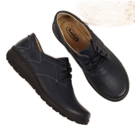 Bekväma damskor i läder, marinblå Helios 715