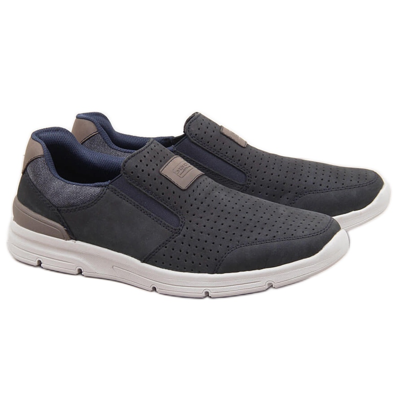 Genombrutna läderskor för män, marinblå Rieker 16455
