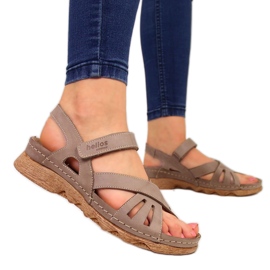 Skinnsandaler för kvinnor med kardborrebeige Helios 256