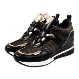 Svarta wedge sneakers för kvinnor Vinceza gyllene