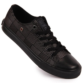 Black Big Star JJ274100 svarta, rutiga, låga sneakers i textil
