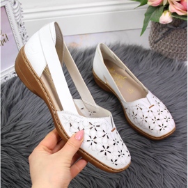 Vita genombrutna läderskor för kvinnor Rieker 41356