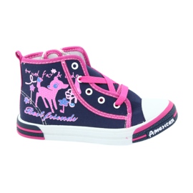 American Club Amerikanska TEN13 marinblå sneakers med dragkedja rosa