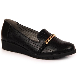 Genombrutna skor för kvinnor med kedja, svart Jezzi