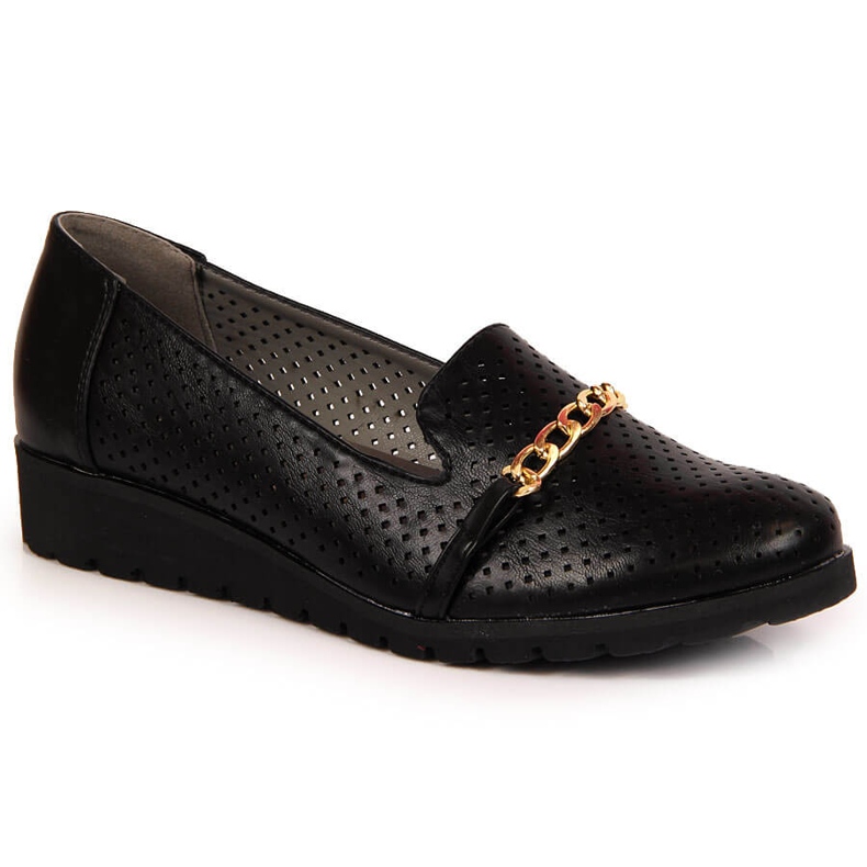 Genombrutna skor för kvinnor med kedja, svart Jezzi