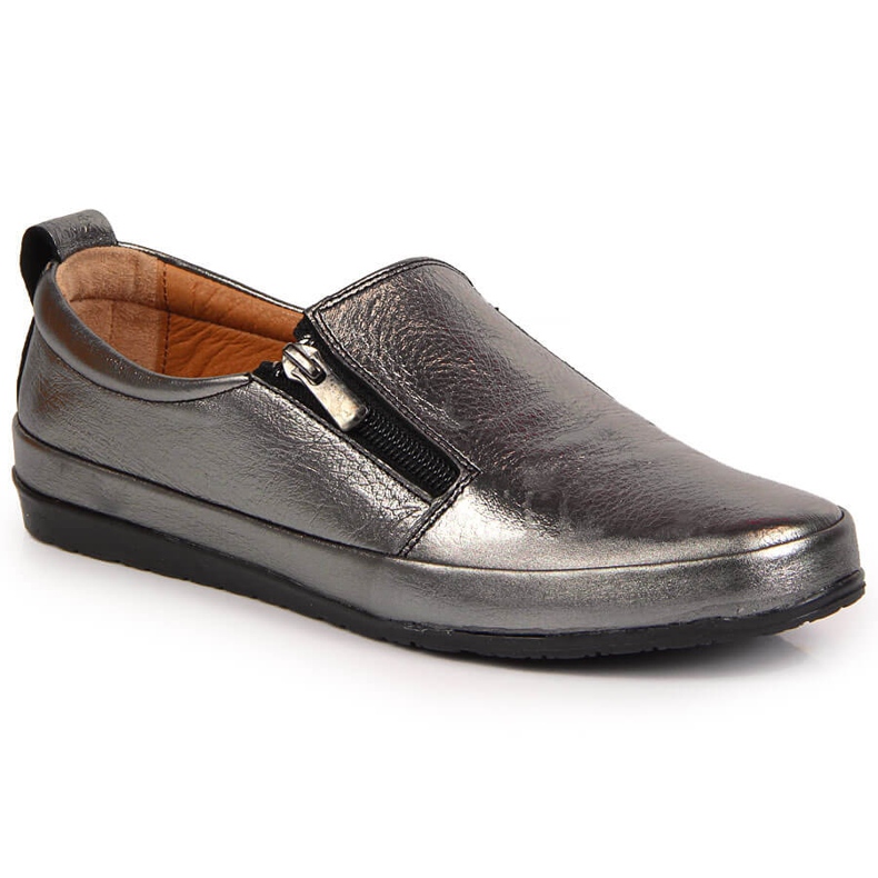 T.Sokolski Skinnskor för kvinnor med dragkedja, silver T. Sokolski silver-