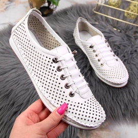 Vita Artiker damskor i genombrutet läder