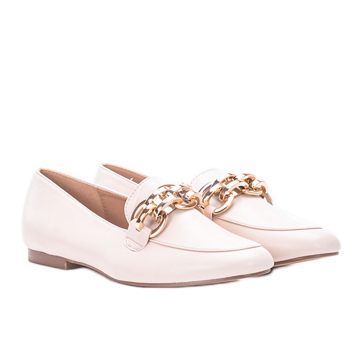 Beige loafers med Segarra-kedja