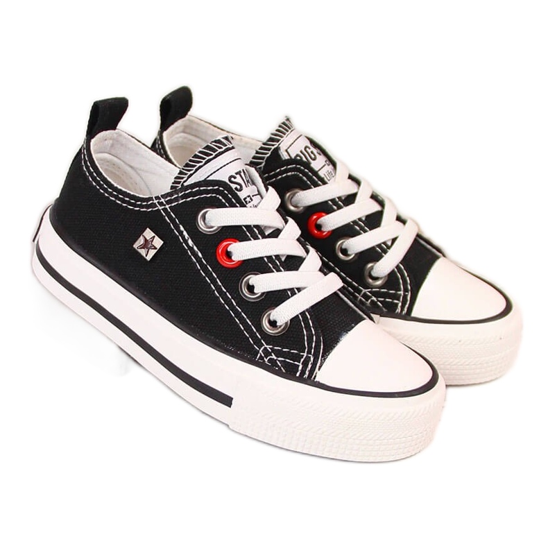 Barnsneakers låga svarta Big Star HH374090 vit