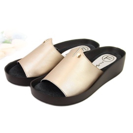 Damtofflor Filippo i gyllene läder