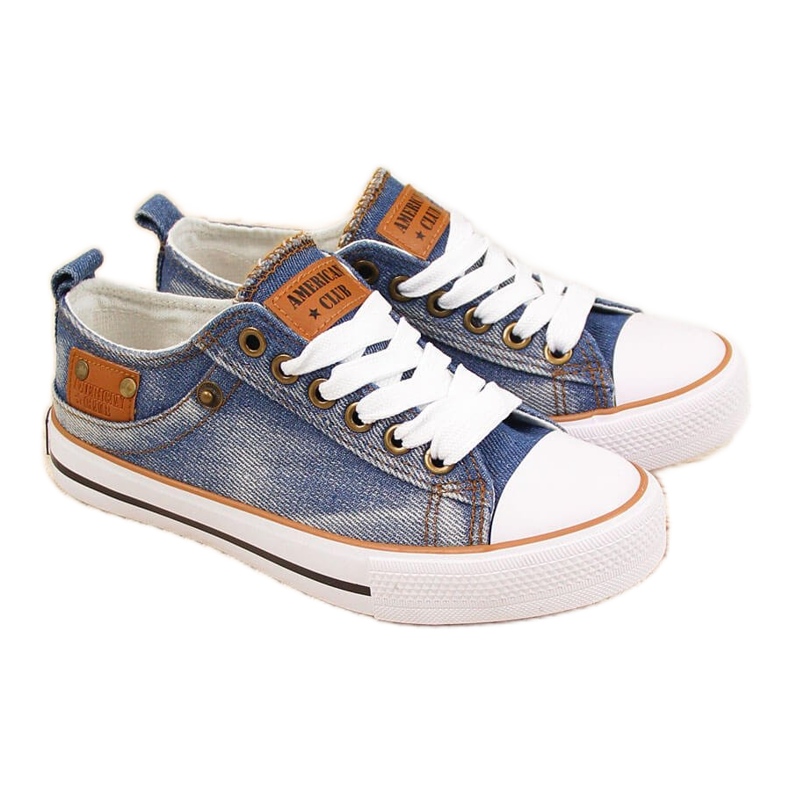 American Club marinblå låga barnsneakers