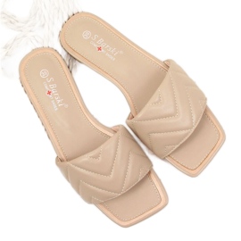 S.Barski Kvinnors beige quiltade tofflor S. Barski