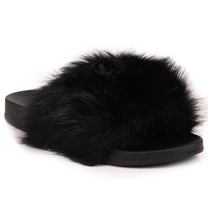 Svarta Jezzi damtofflor med päls