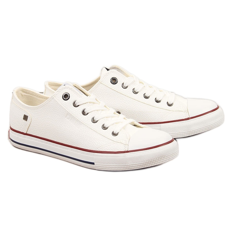 Sneakers i lågt vitt eko-läder för män Big Star II174001