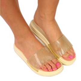 Atletico beige dampooltofflor med glitter