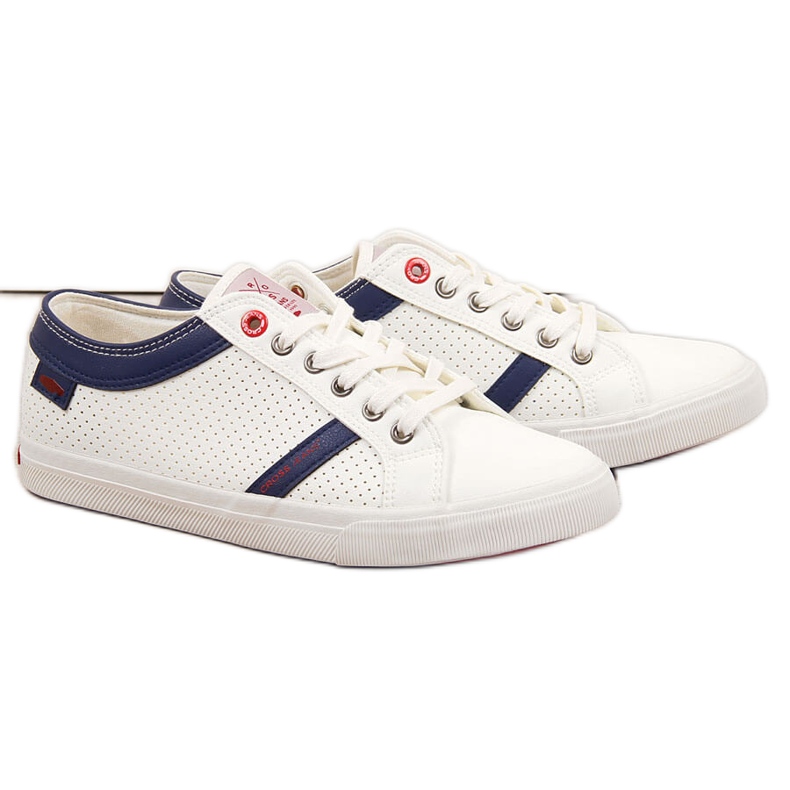 Vita sneakers i vitt ekologiskt läder med låg topp, Cross Jeans II1R4005C