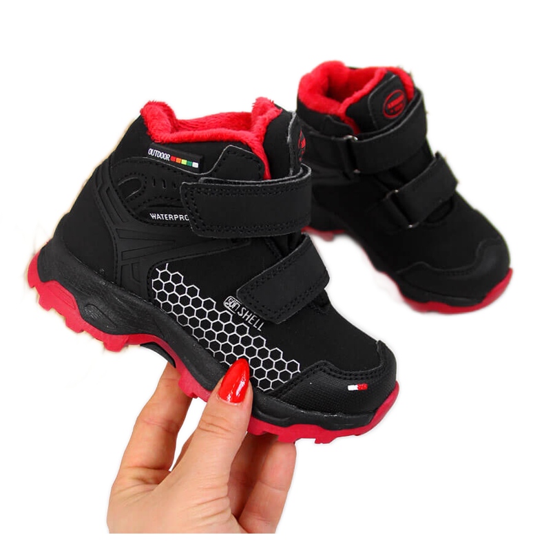 Vattentäta snöstövlar i svart kardborre för pojkar American Club