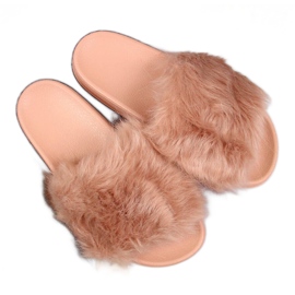 Damtofflor med beige päls Msmg