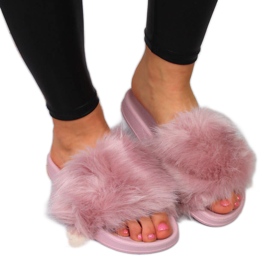 Damtofflor med päls ljuslila Msmg purpur