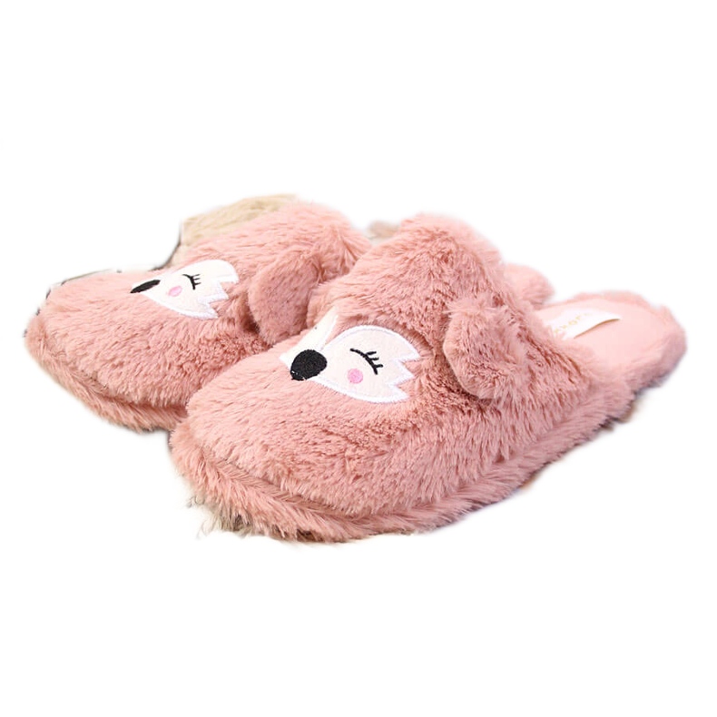 Damtofflor med päls med öron rosa Cloxx