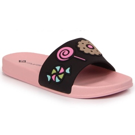 Atletico svarta pooltofflor för tjejer rosa