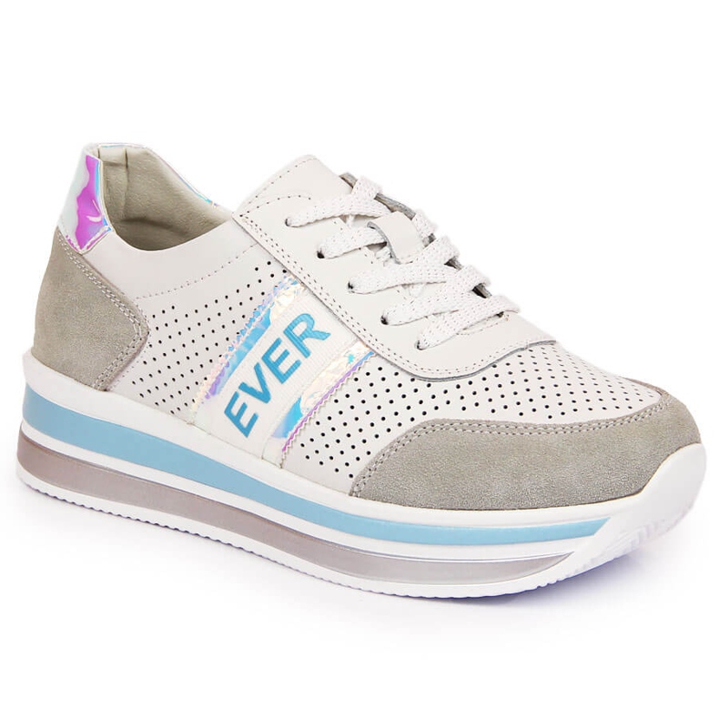 Läderskor med holo-plattform i vit Filippo grå