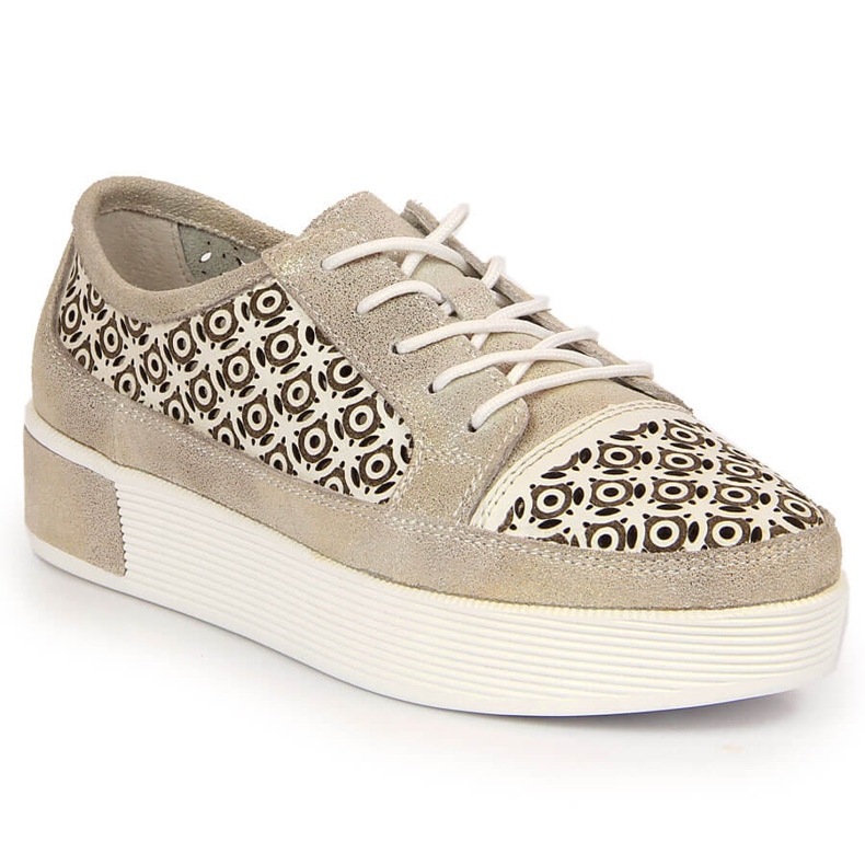 Damskor i guld genombrutna läder Filippo