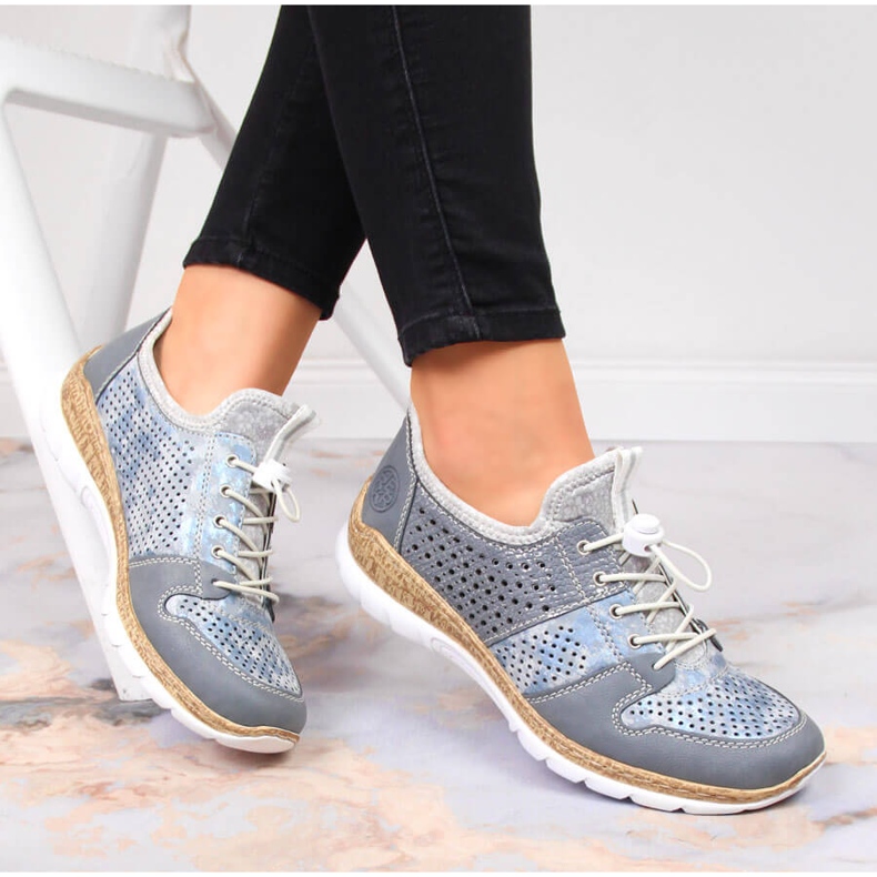 Genombrutna damskor blå Rieker N4255-12