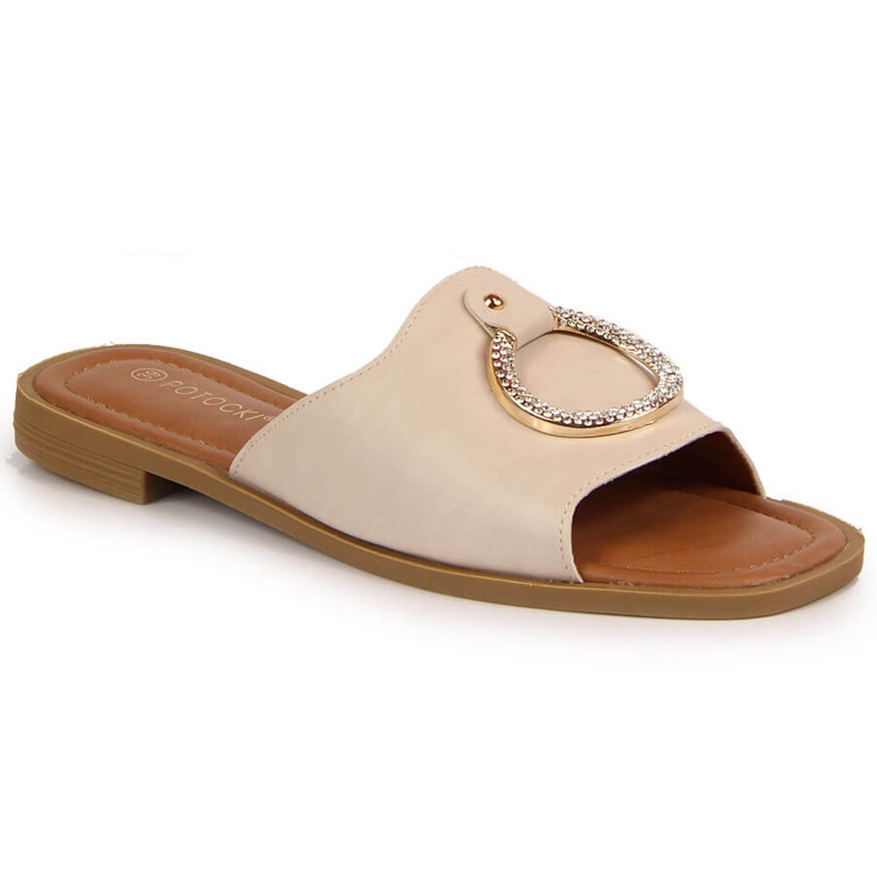Kvinnors beige tofflor Potocki prydnad