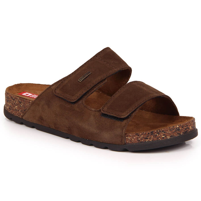 Skinntofflor herr med kardborrebrun Big Star JJ176002